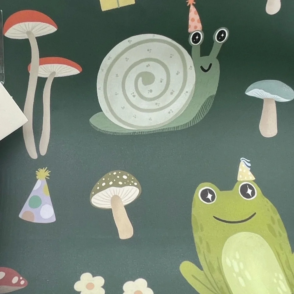 Gift Bag with Tissue and Card, Frogs, Turtles, Mushrooms, Snails, NWT 🐸 🐢 🍄 🐌